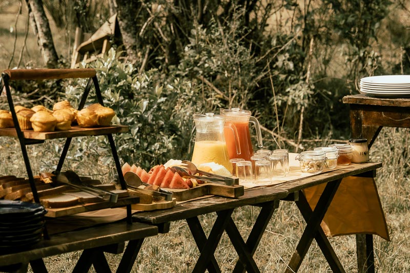 Bush breakfast laid out in the Mara